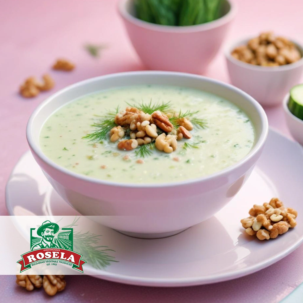 Classic cold cucumber soup with bulgarian yogurt.